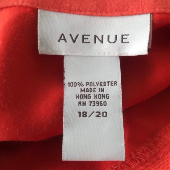 Avenue Plus Size 18/20 Top Button-Up Red Classic Long Sleeve Shirt - Picture 7 of 8